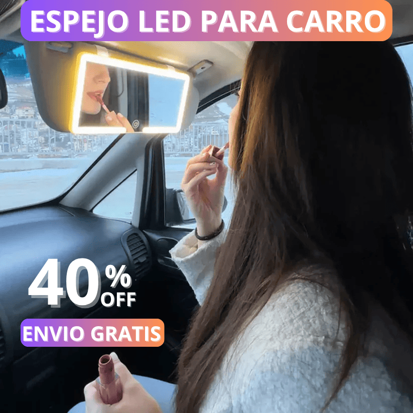 ESPEJO CON LUZ LED PARA VISERA DE AUTO - Tu maquillaje perfecto… incluso en el tráfico.